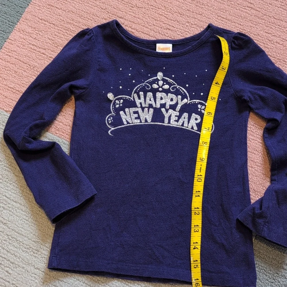 Girls 5T Navy Blue 'Happy New Year' Long Sleeve Shirt